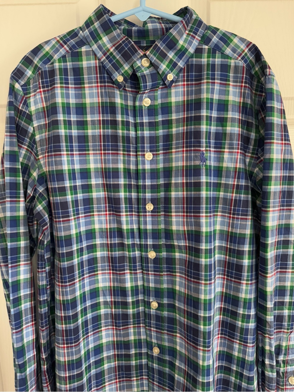 Ralph Lauren Navy, Green & White Plaid Button-Down Shirt